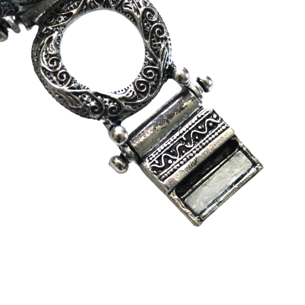 Bracelet, Southwest Style, Silvertone Simulated Turquoise - Picture 6 of 7